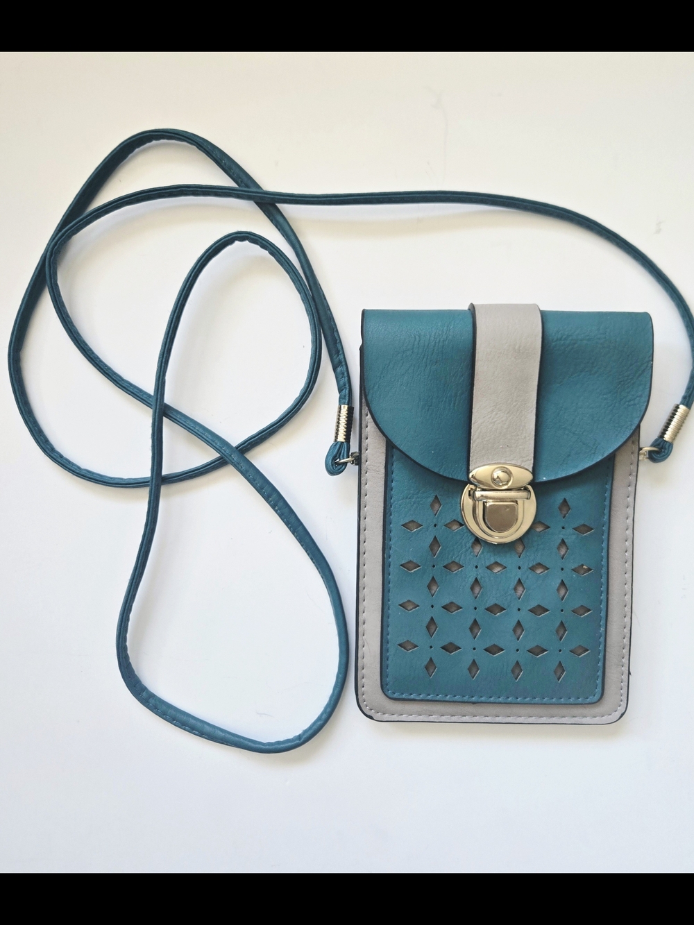 Turquoise & Gray Crossbody Phone Purse / Mini Shoulder Bag